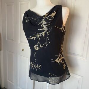 Virgo Black and Cream Patterned Blouse